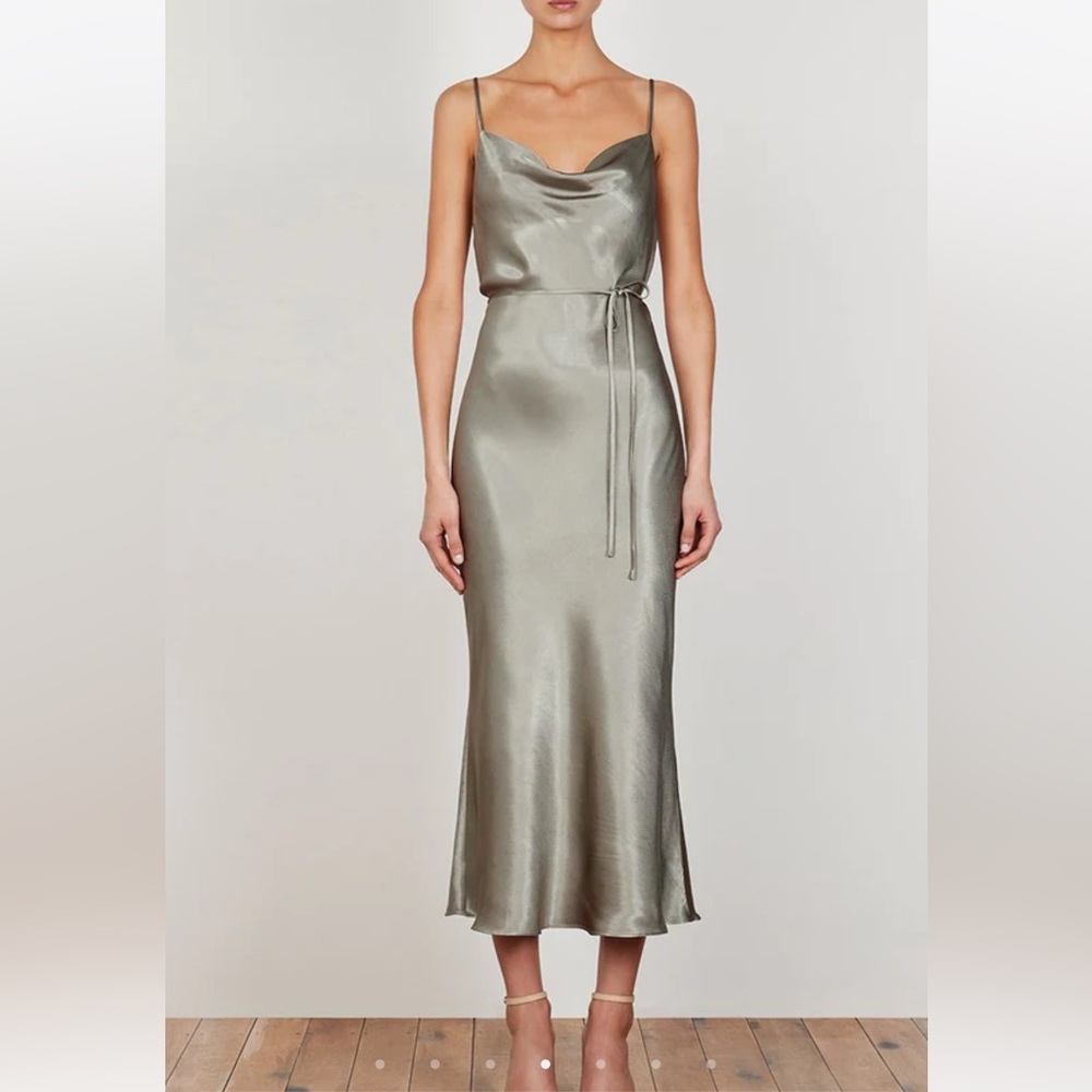 Shona Joy - LA LUNE BIAS COWL MIDI DRESS - SAGE